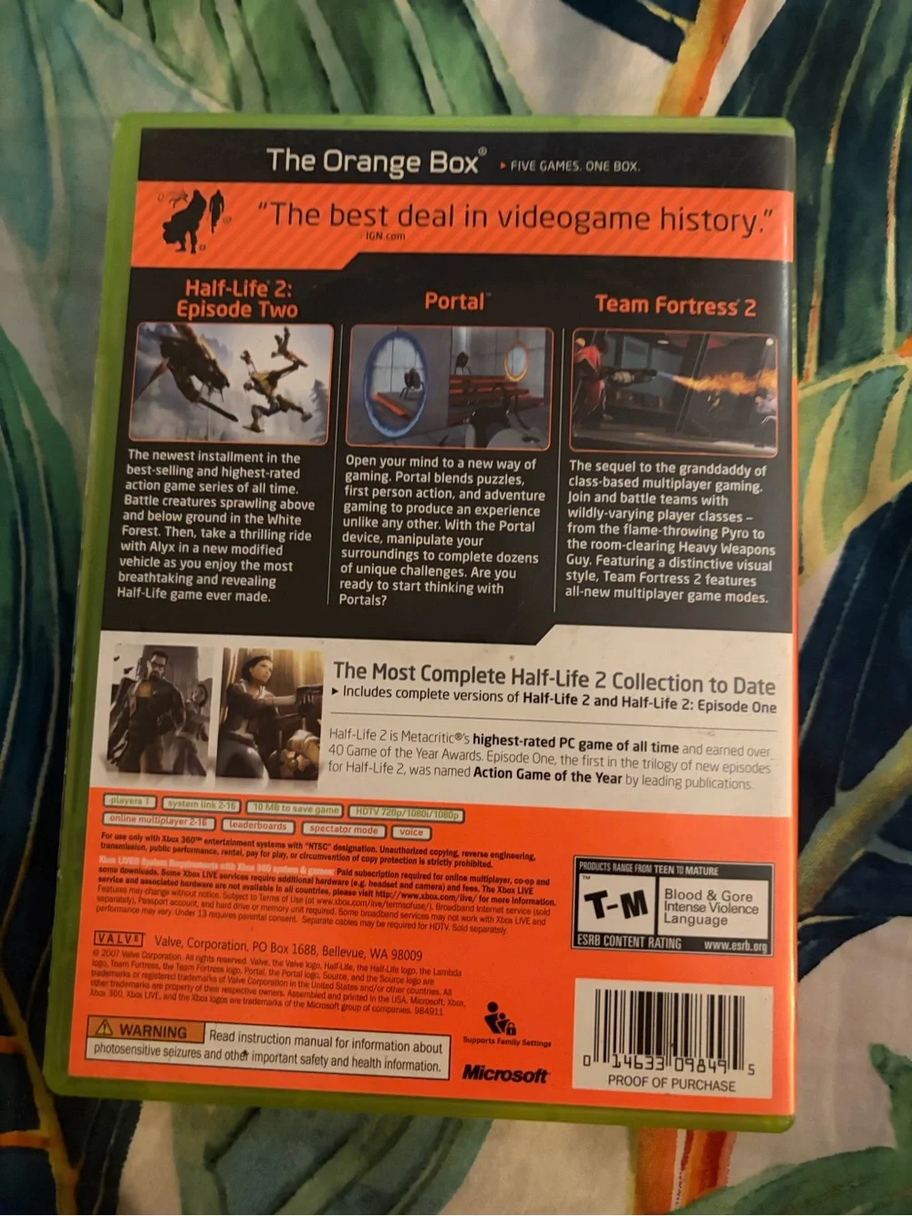 Xbox 360 The Orange Box Game Case - Orange & Green